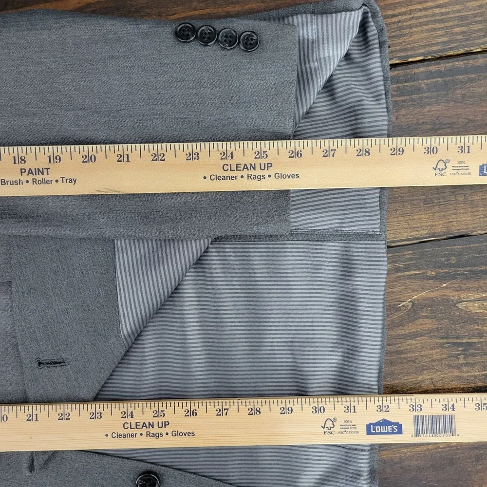 Joseph Abboud Men's Sport Coat Blazer Two Button Gray Herringbone Poly Blend 44L